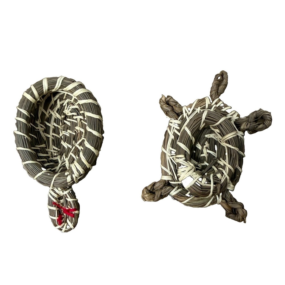 Vintage Basket Turtle Tortoise Mexican Coiled Effigy - Picture 5 of 9